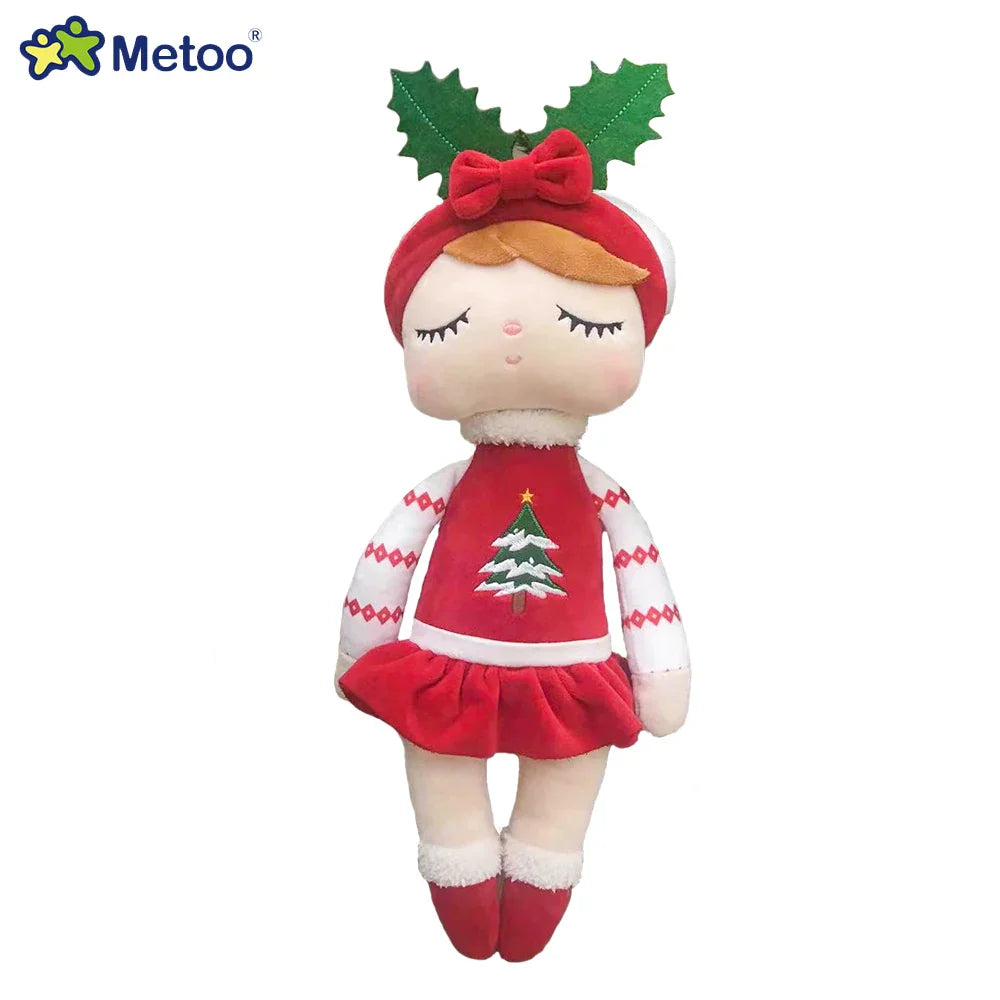 Metoo Angela Christmas Doll Soft Stuffed Winter Snow Elk Fashion Doll Collection Plush Toys Dolls for Girls Boys Xmas Gift