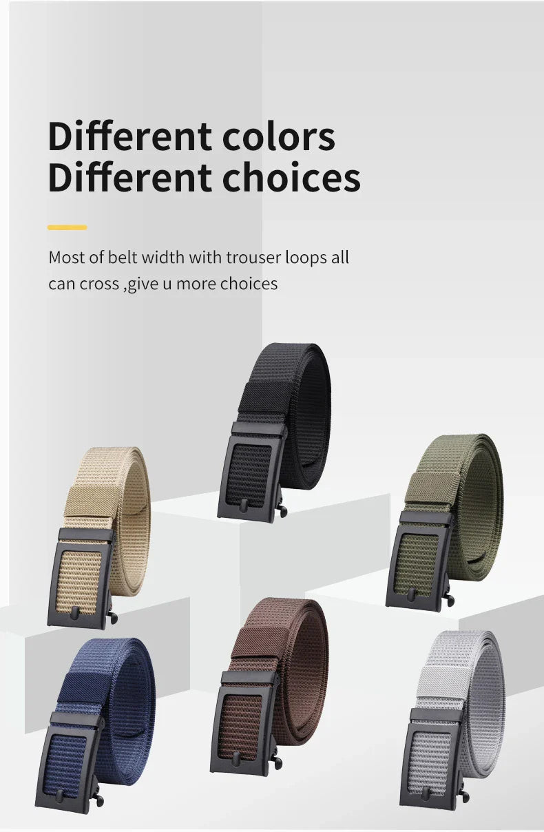 Men's And Women's Toothless Automatic Buckle Belt Military TrainingCanvas Belt New Metal Buckle Young Students' Versatile Belt T