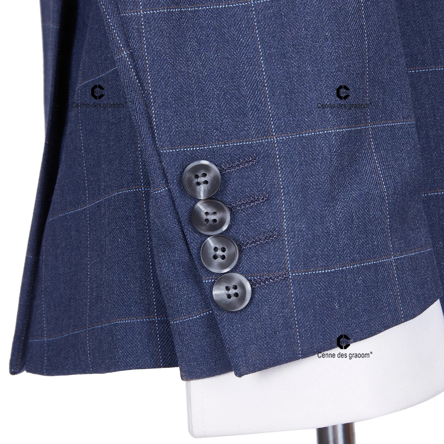 Tuxedo for Mens: Tailor-Made Blue Plaid Men suits Slim Fit Jacket Vest Pants