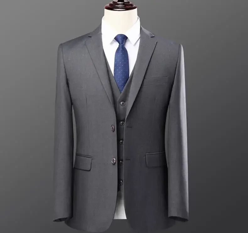 Business Suits For Men Western-style Casual Clothes Blazers Vest Pants 2-piece Set