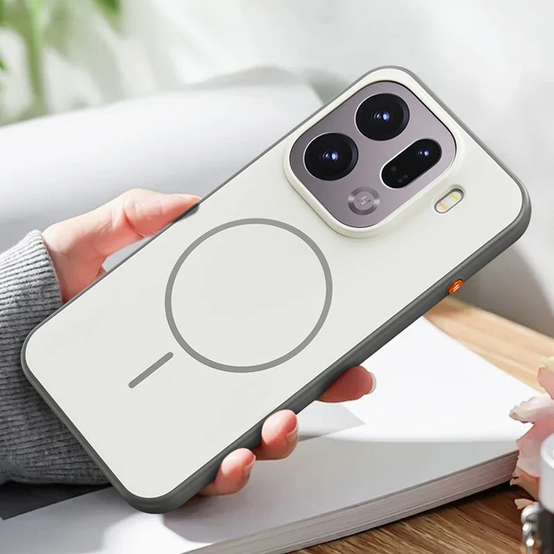 For OPPO Find X9 X9 Pro Case Magnetic Double Color Matte PC +TPU Skin Feel Back Cover with Metal Button for Find X 9