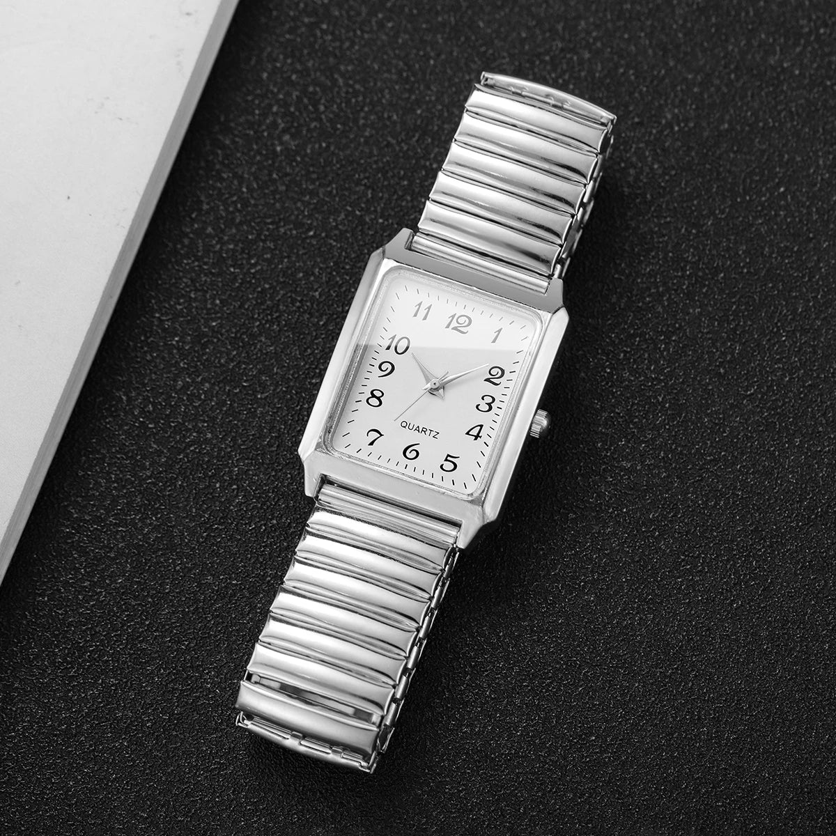Fashion Rectangle Arabic Dial Women Watches  Casual Asual Elastic Strap Quartz Wristwatch for Ladies Relogio Feminino (No Box)
