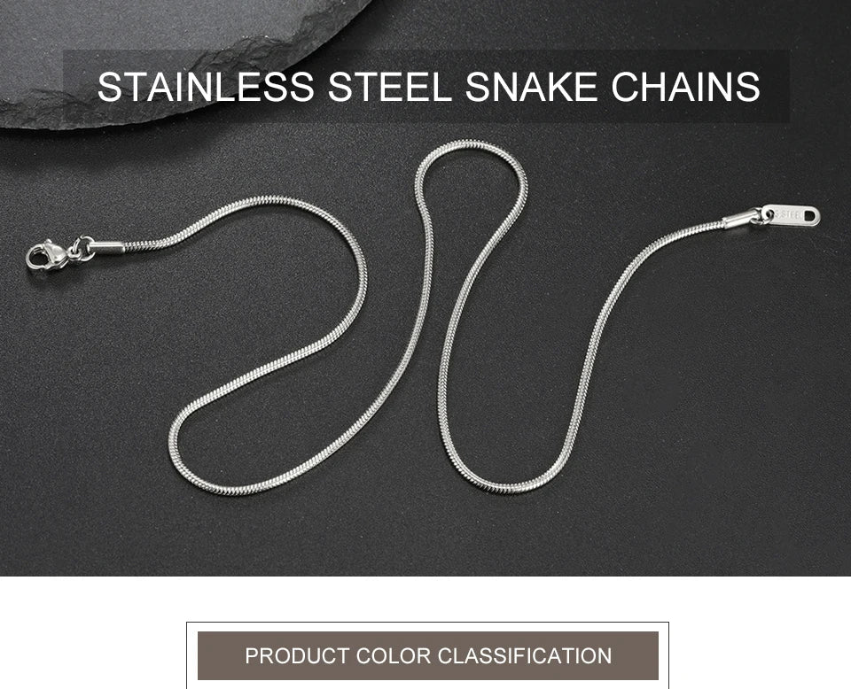 My Shape Round Snake Chain Necklace for Women Men Stainless Steel Link Chain 0.9mm 1.2mm 2mm Chains Choker Fashion Jewelry Gifts