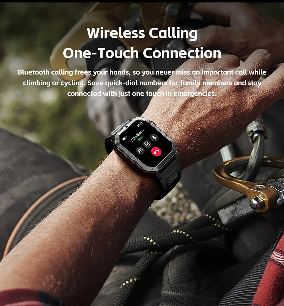 New 1000mAh Battery Outdoor Sports Smart Watch 2.01 inch HD Screen LED Flashlight Bluetooth Talking SmartWatches For Men Women