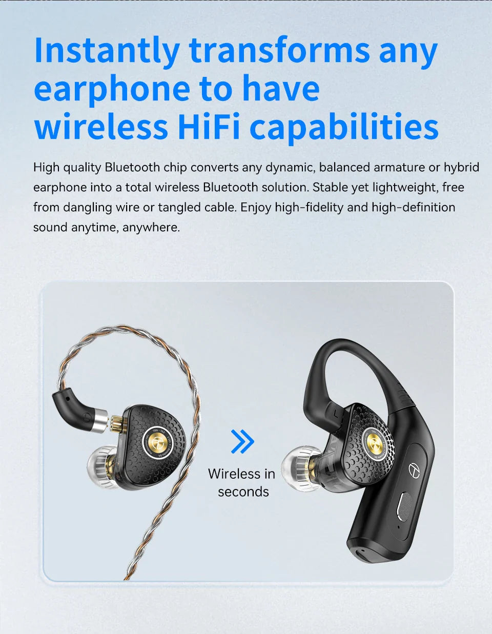 TRN BT20 PRO Wireless Bluetooth 5.3 HIFI Earphones Module Upgrade Cable Replaceable For air pods Conch 0.75 0.78 mmcx 2pinsqdc