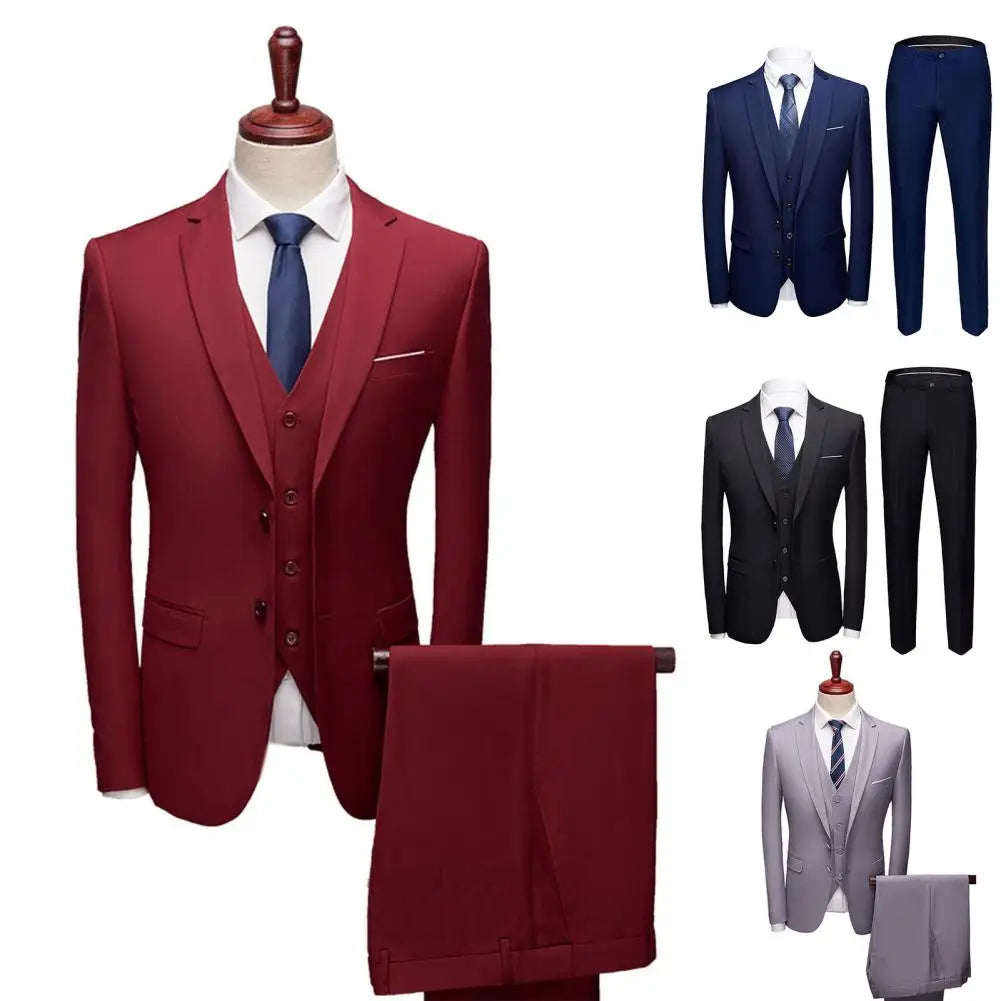 Tuxedo for Mens: Men Suit Pockets Slim Fit Formal Suit Separates 3 Piece Set Plus Size