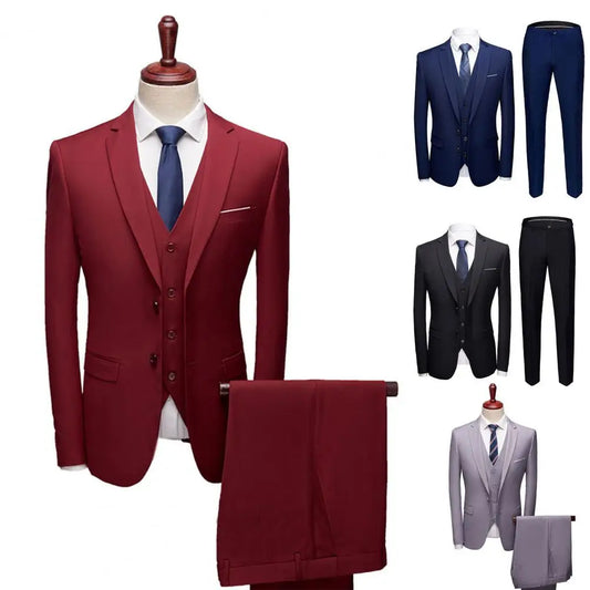 Tuxedo for Mens: Men Suit Pockets Slim Fit Formal Suit Separates 3 Piece Set Plus Size