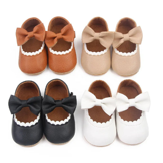Baby Mary Jane Shoes for Toddler 0-18M Outdoor Prewalking Shoes Non-slip Sole Cute Bowknot Shoes