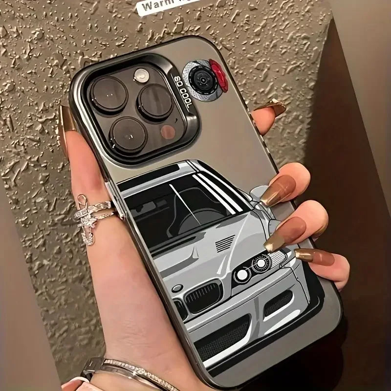Case for iPhone with Laser Silver Finish, Shock-Absorbing Protective Cover