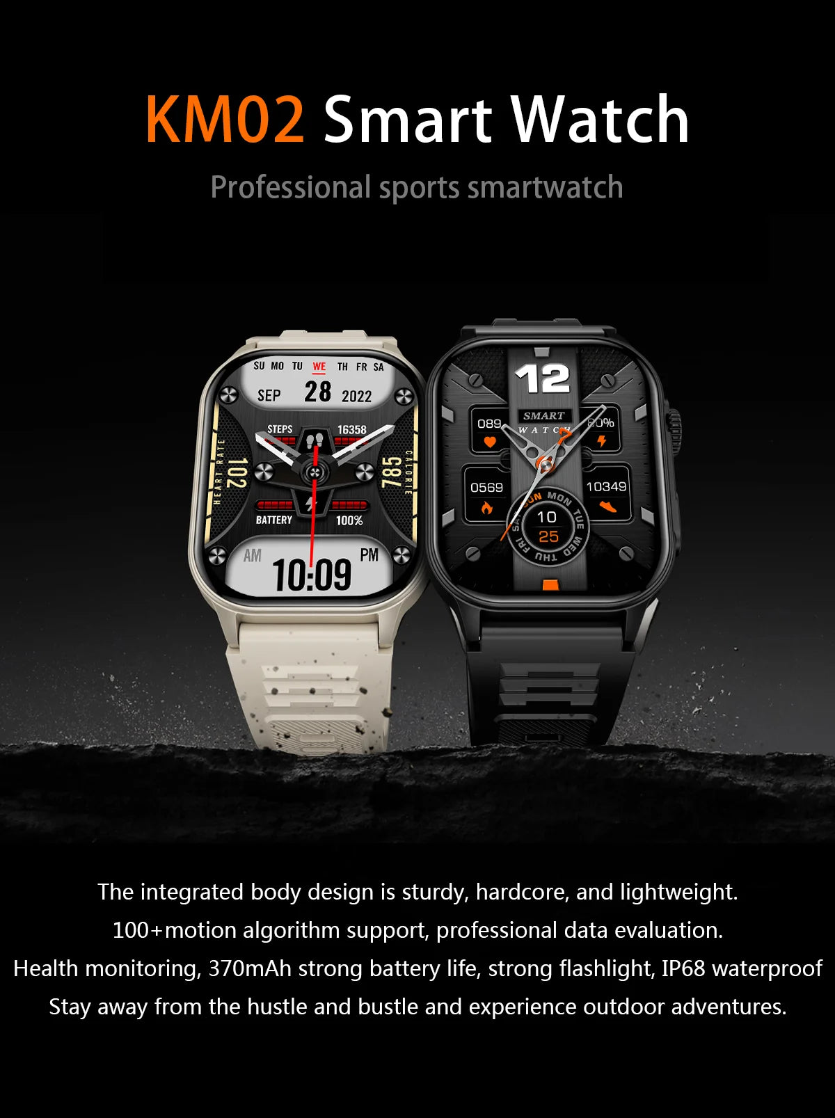 LIGE New Smart Watch LED Flashlight Military Sport Watches 2.01'' Screen Health Monitor Bluetooth Call Waterproof Smartwatch Men