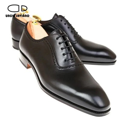 Uncle Saviano Oxford Brogue Formal Dress Man Business Shoes Best Designer Original Fashion Handmade Genuine Leather Men Shoes