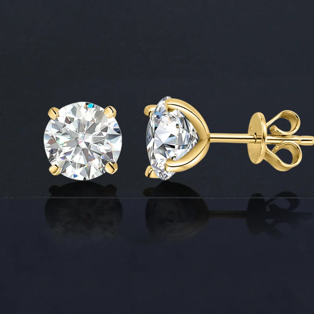 0.2-5ct Moissanite Stud Earring for Women Men Round D Color Diamond 925 Sterling Silver 18K Gold Plated Jewelry with Certificate