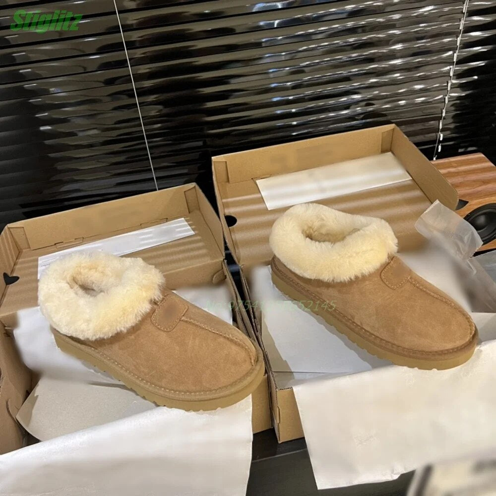 Fur Flat Ankle Boot Soft Sole Comfortable Lamb Wool Sold Women's Boots