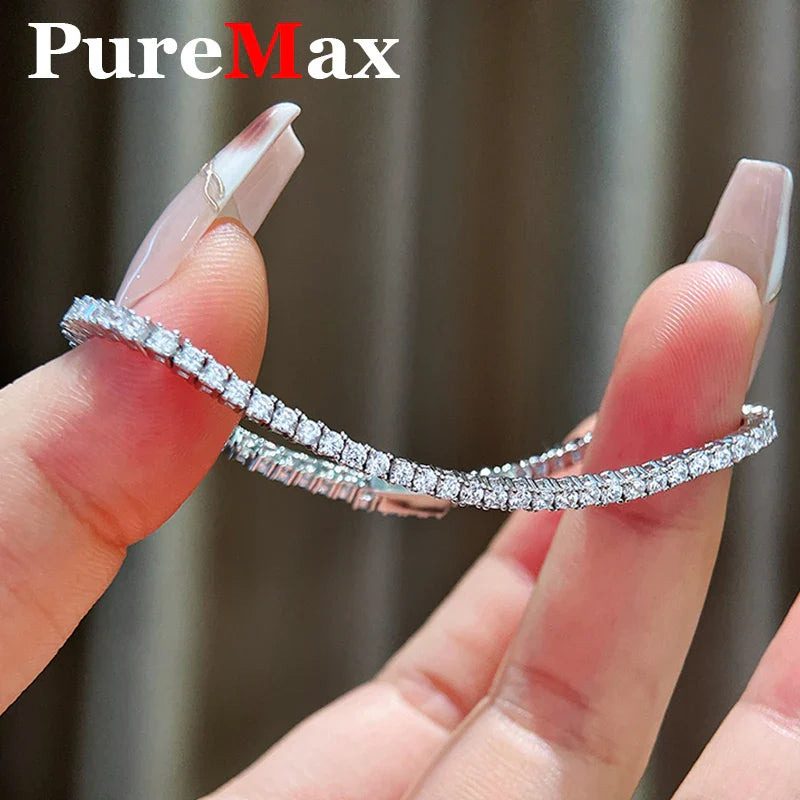 Luxury 2 2.5 3 4 5MM Full Moissanite Tennis Chain Couple Bracelets Plated Gold 925 Sterling Silver Jewelry Gift GRA Certified
