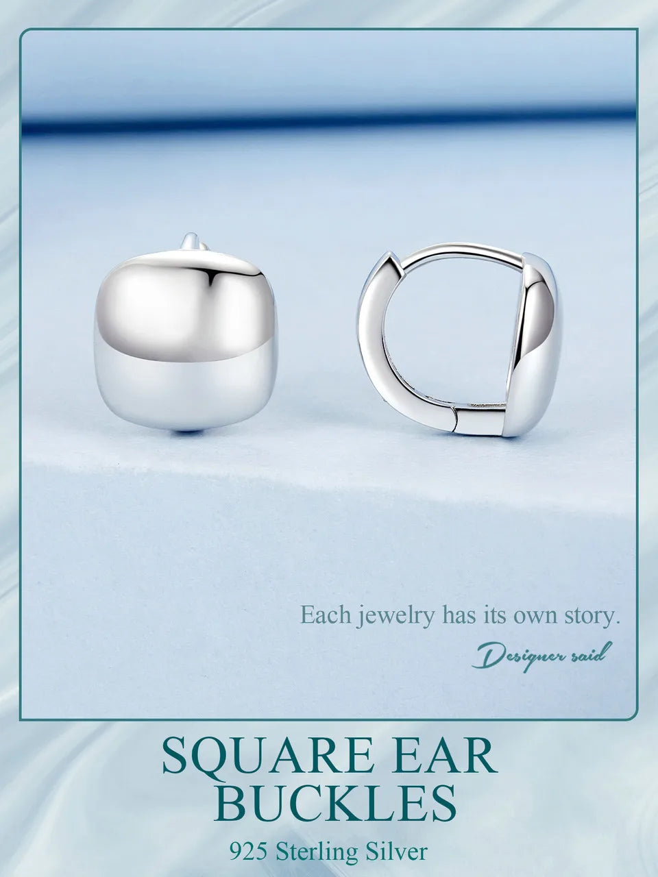 BAMOER 925 Sterling Silver Dainty Chunky Square Hoop Earrings for Women, White Gold Plated Hypoallergenic Lightweight Jewelry
