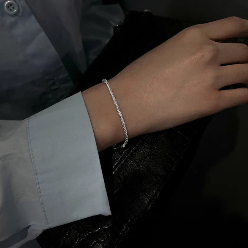 New Silver Colour Sparkling Gypsophila Adjustable Bracelet & Bangle for Women Fine Fashion Jewelry Wedding Party Gift