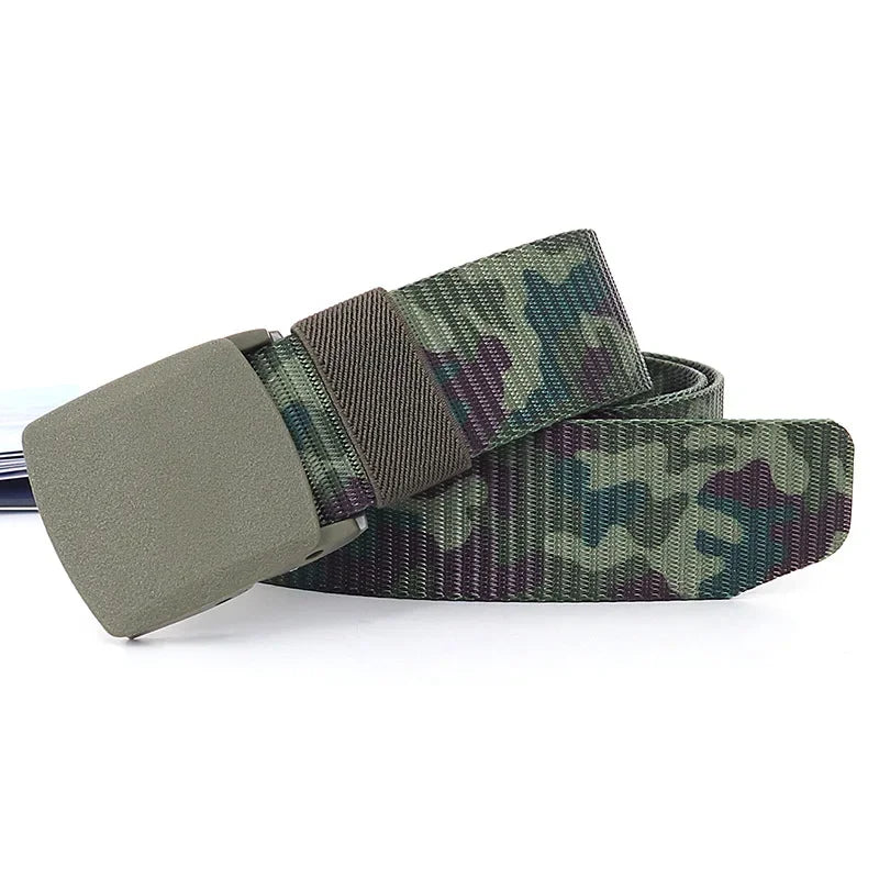 3.8X110cm High Quality Automatic Buckle Nylon Men Belt Outdoor Hunting Multifunctional Tactical Canvas Camouflage Belt for Women