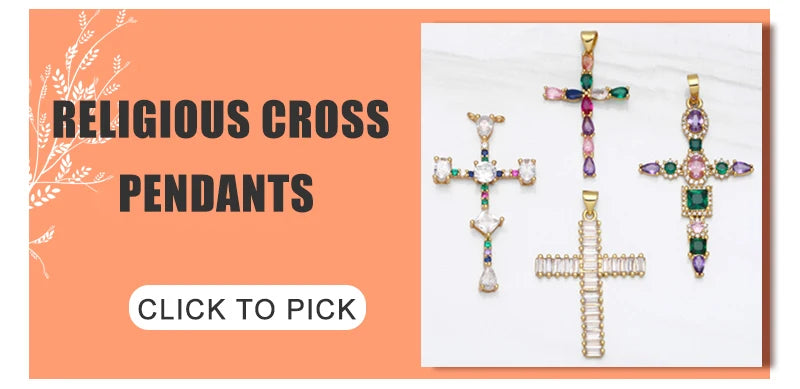 OCESRIO Big Rainbow Colorful Cross Pendants for Necklace Gold Plated  Copper Zircon Religious Jewelry Components pdta638