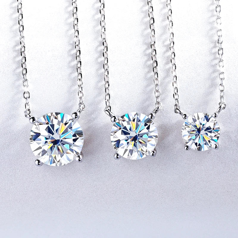 Smyoue White Gold Plated 1-10CT Moissanite Necklace for Women Classic Four Claws Pendant Wedding Jewelry 925 Sterling Silver