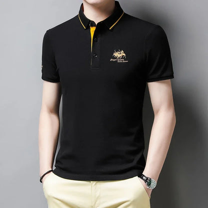 Men's Embroidered Casual Fashion Short Sleeved POLO Shirt Summer Comfortable Top