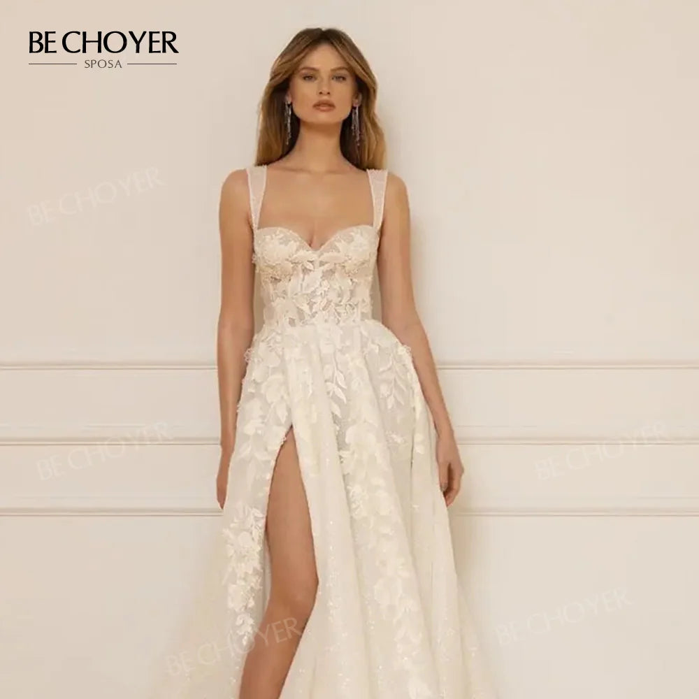 White Bridesmaid Dresses: Wedding Dress Appliques Bride Gown Split Beach Party
