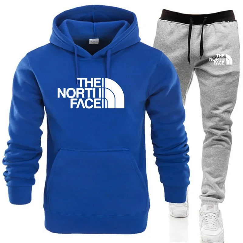 2025 Men's Autumn/Winter Fashion Printed Casual Two Piece Hooded Sports Shirt and Pocket Pants Regular Fit Outdoor Sports Set