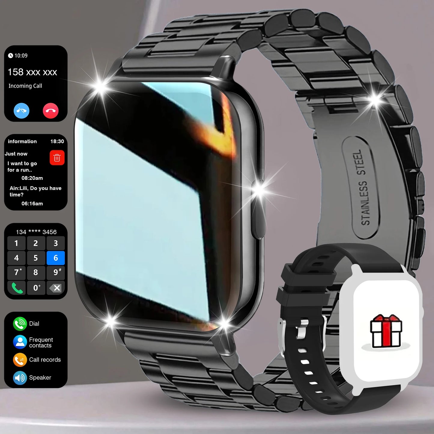 Smart watch, wireless calling /dial,for iPhone/Andriod, multi -Sport mode, calling reminder and rejection, SMS reminder