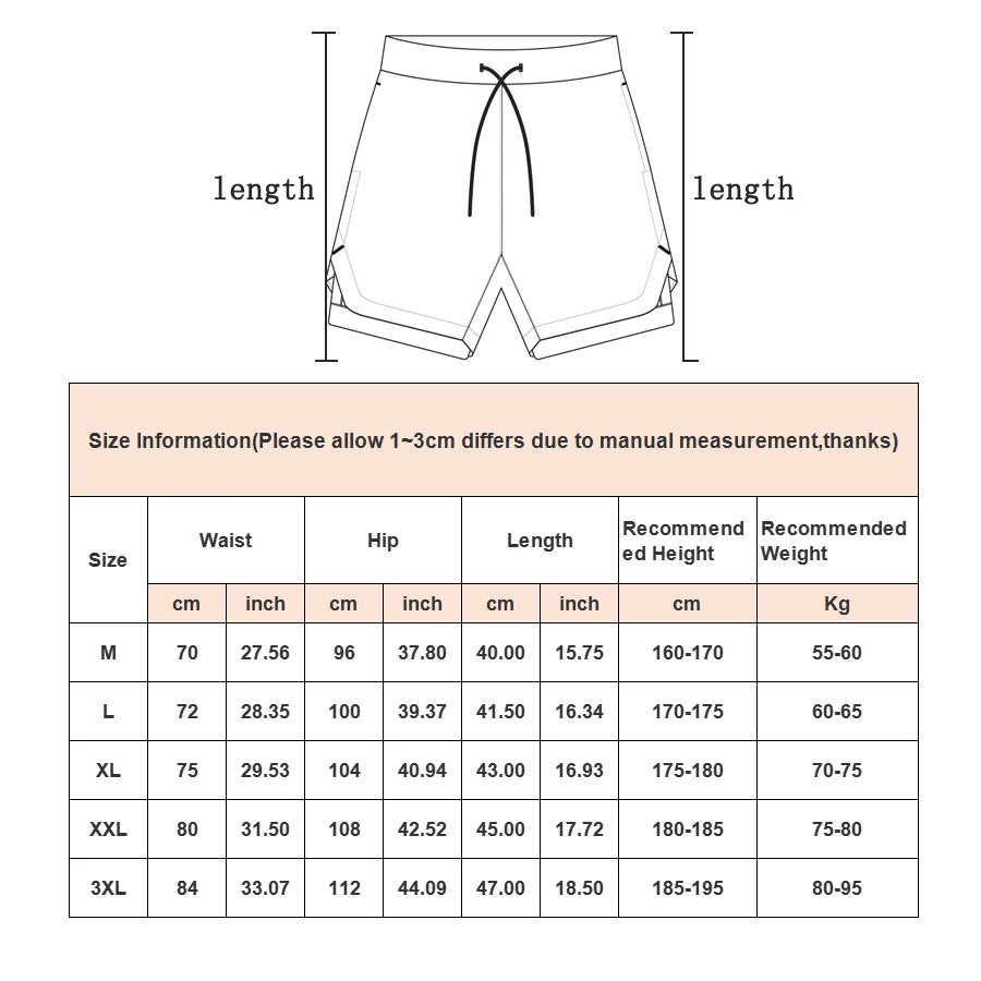 Running Shorts Men Gym Sports Shorts 2 In 1 Quick Dry Workout Training Gym