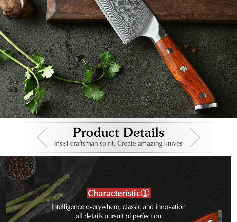 8.5 Inch Chef Knives High Carbon Chinese VG10 67 Layer Damascus Kitchen