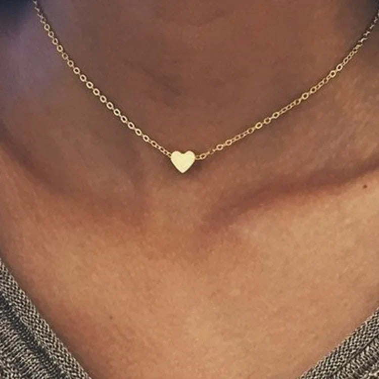 LUXUKISSKIDS Fashion Collier Simple Heart Girls Pendant Necklace Small Love Shape Stainless Steel Hearts Clavicle Choker Jewelry