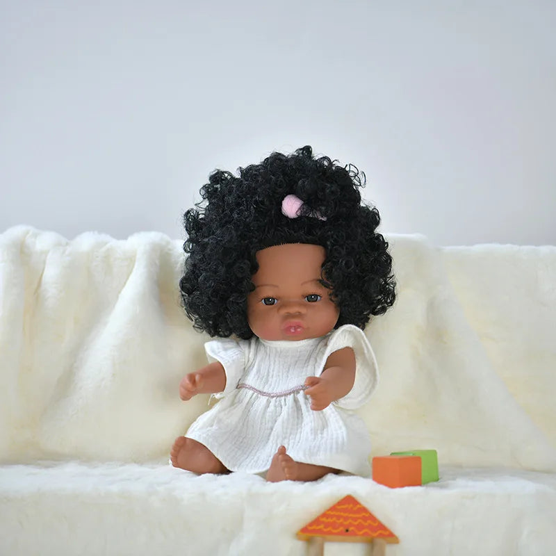 14inch Full Body Vinyl Bebe Reborn Dolls Soft Lifelike Baby Toys American Reborn Black Baby Doll Vinyl Baby Doll Toys Girls Boys