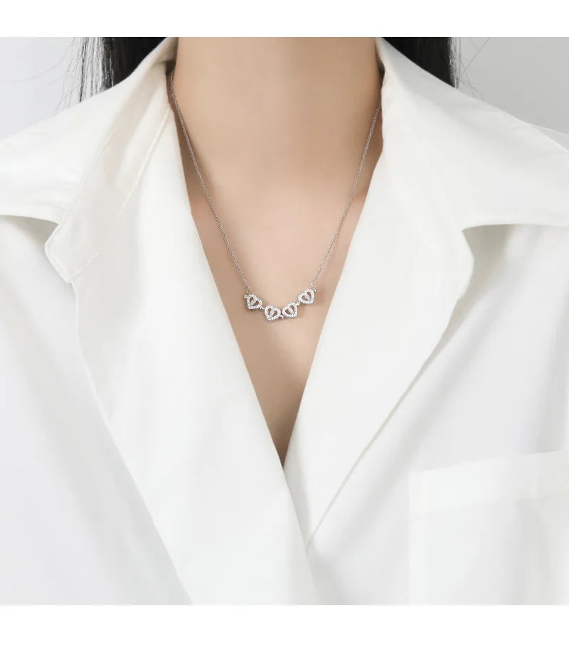 CARLIDANA Transform Luxury Four Leaf Clover Pendant Necklace  Stainless Steel Crystal Gold Color Heart Jewelry for Women Gift