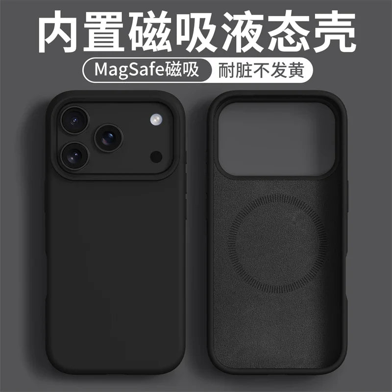 Magnetic Case For iPhone 17 Pro Max 17 Ari MagSafe Liquid Silicone Comfortable Feel Built in Flocking Protect Cover