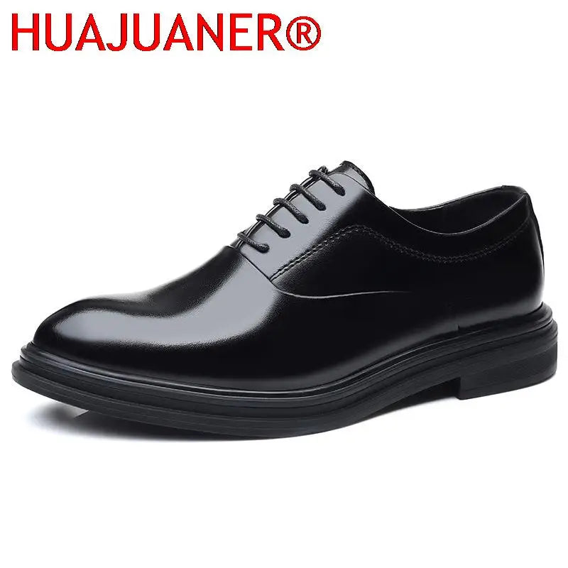 Spring Autumn Simple Large Size Men's Dress Shoes Pointed Height Increasing Men Waterproof Formal Business Leather Shoes for Men