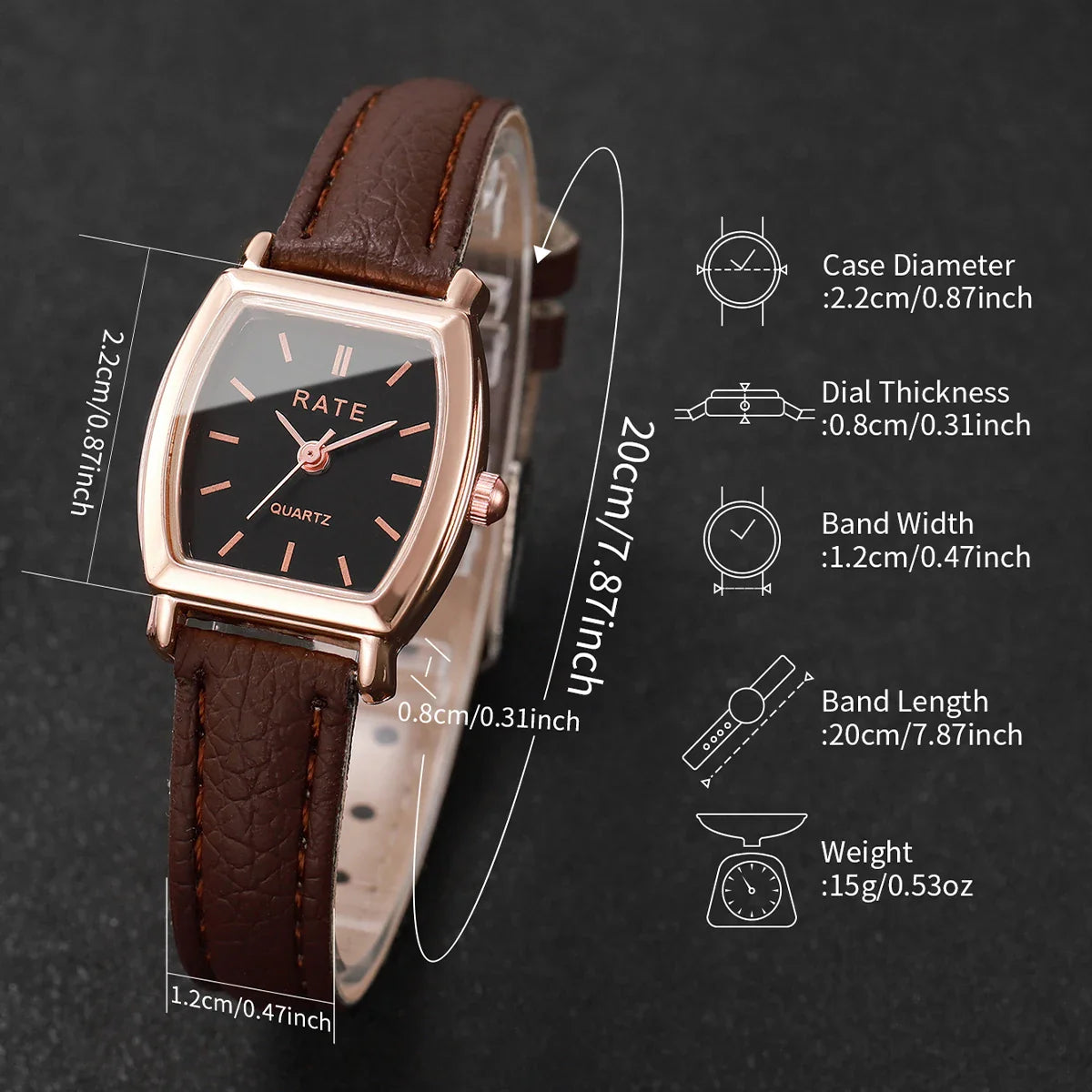 2PCS Fashion Leather Strap Quartz Wristwatches Set With Heart Bracelet Casual Simple Dial For Ladies Clock(Without Box)