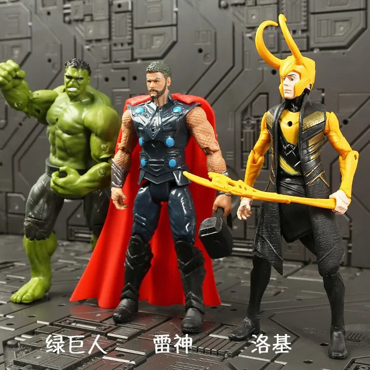 17 Cm Children Toys Marvel Anime Figures Spiderman Hulk Action Figure Iron Man Cartoon Kids Toy Christmas Gift Glow Doll Hobbies