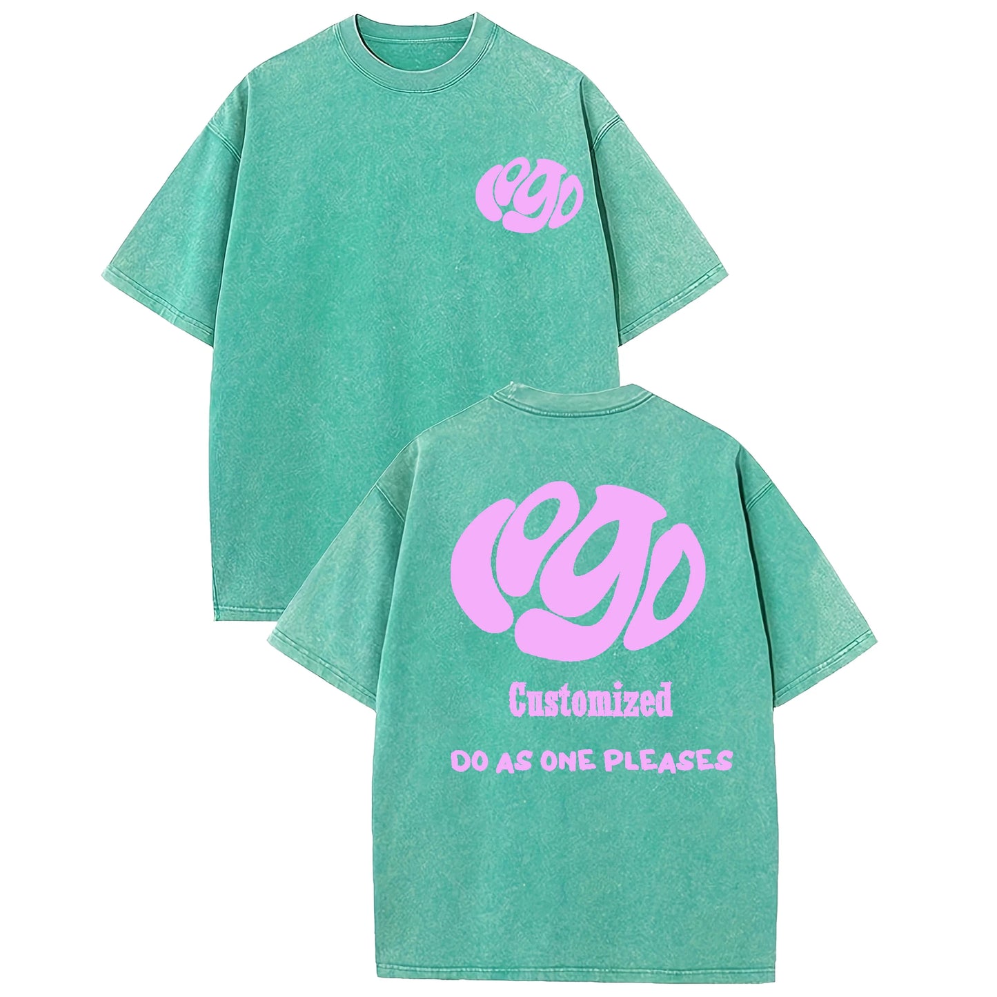 Custom Your LOGO Hip Hop Streetwear Men 100% Cotton T-shirts Oversized Washed Top Tee Unisex Summer Retro Brand Personalized