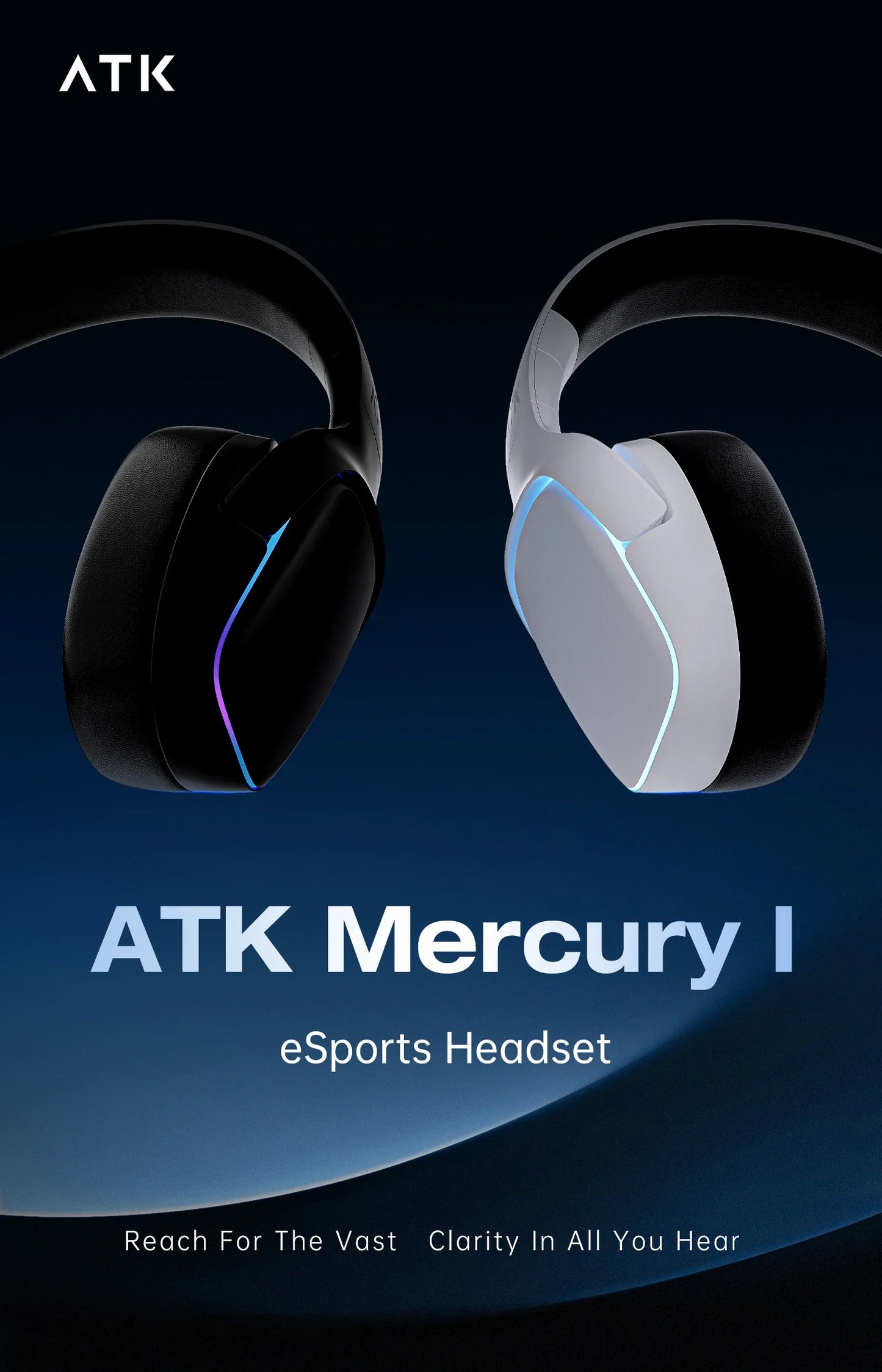 ATK M1 Game Headset Three Mode Wireless Headworn PS5  PC Gaming Headset Microphone Virtual 7.1 Surround Noise Reduction Headset