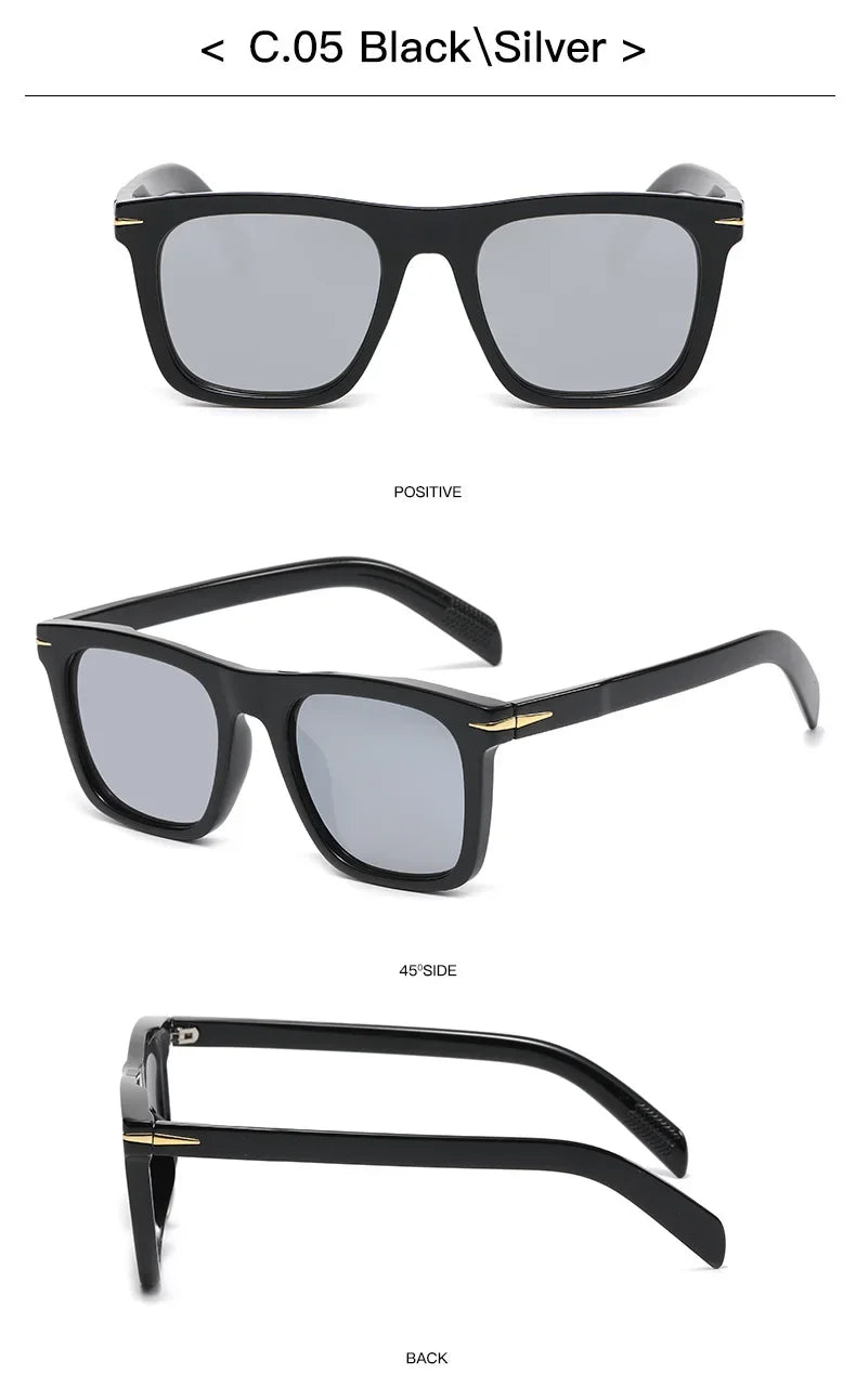 Vintage Square Sunglasses Men Anti-Blue Light Glasses Fashion Gradient Driving Shades Leopard Black Brand Oculos