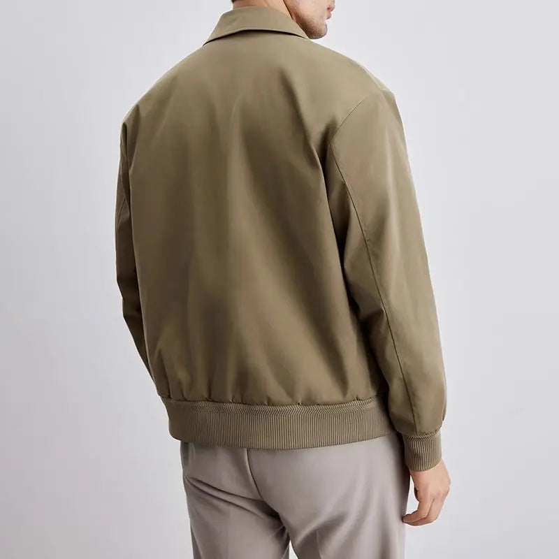 Spring and Autumn Men's Retro Lapel Jacket Minimalist Design Solid Color Coat