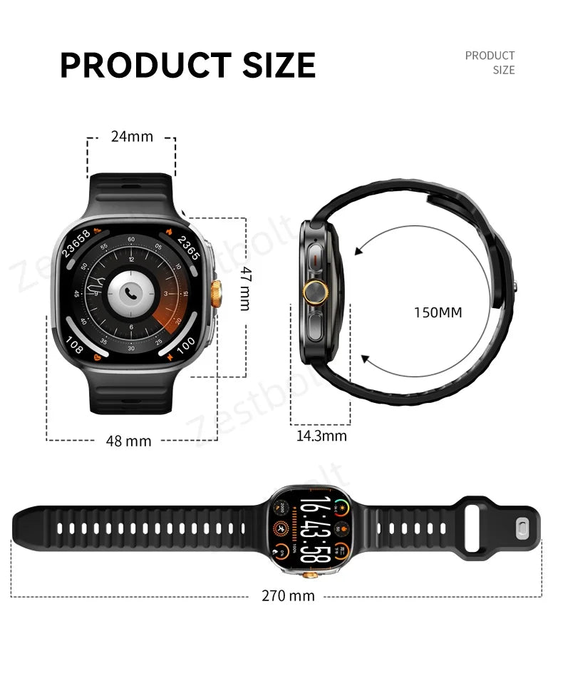 M99 Smartwatch 2.4inch Larger Amoled Screen 12 Panel Menu Smart Watch With 190° Rotating Camera 2100Mah Battery Android 10.0 OS