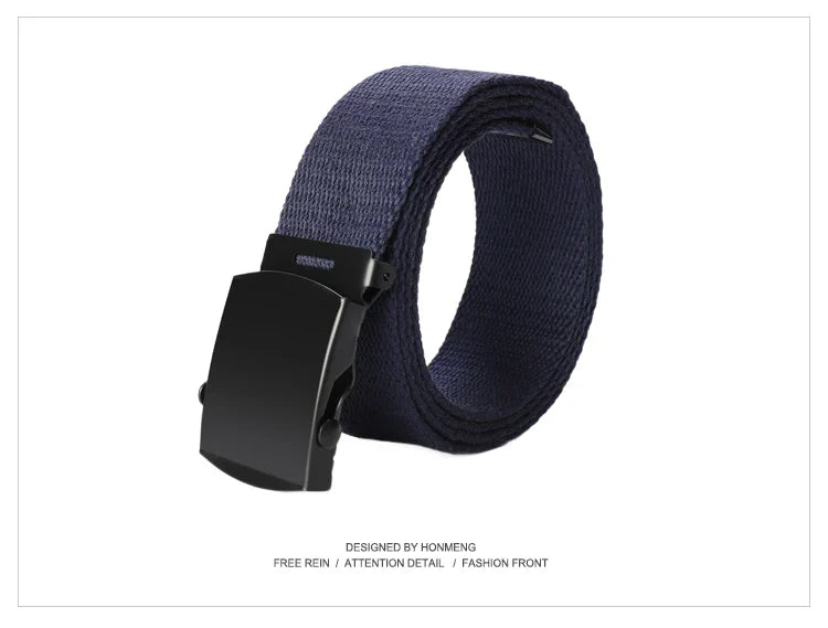 New Unisex Automatic Buckle Fashion Nylon Belt Classic Popular Casual Light Practical Woven Smooth Women Men Canvas Belt 3.8cm