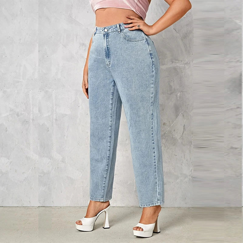 Plus Size Women Jeans Autumn Dark Blue 175cm Tall Stretchy  Denim Pant