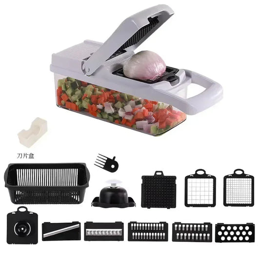 1Pc Green Black 14 in 1 Multifunctional Vegetable Slicer Cutter Shredders Slicer