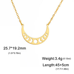 Moon Phase Necklace Stainless Steel Choker Fashion Elegant Women