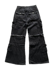 Heavy Industry Y2K Multi-pocket Washed Black Jeans Retro Gothic Streetwear