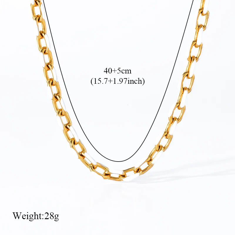 EILIECK 316L Stainless Steel Metal Chain Necklace For Women Fashion 18K Gold Plated Neck Chain Waterproof Jewelry Lady Gift
