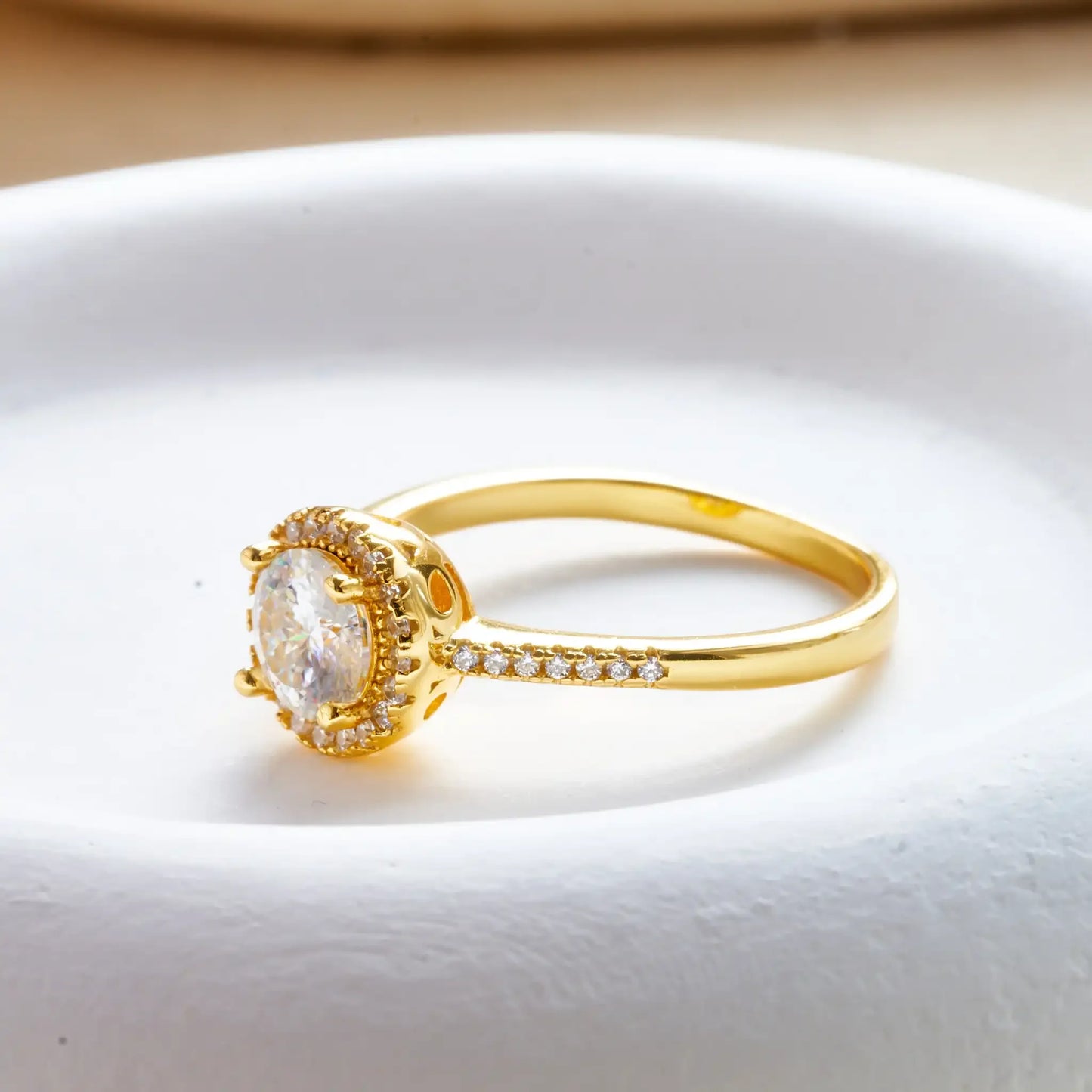1 Carat Moissanite Ring For Women Solid 925 Silver 18k gold yellow Plated Luxury Wedding Female Jewelry With Certificate Gift