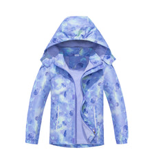 Girls Conch Rain Jackets with Removable Hood Lightweight Waterproof Insulation Warm Windbreakers Raincoats