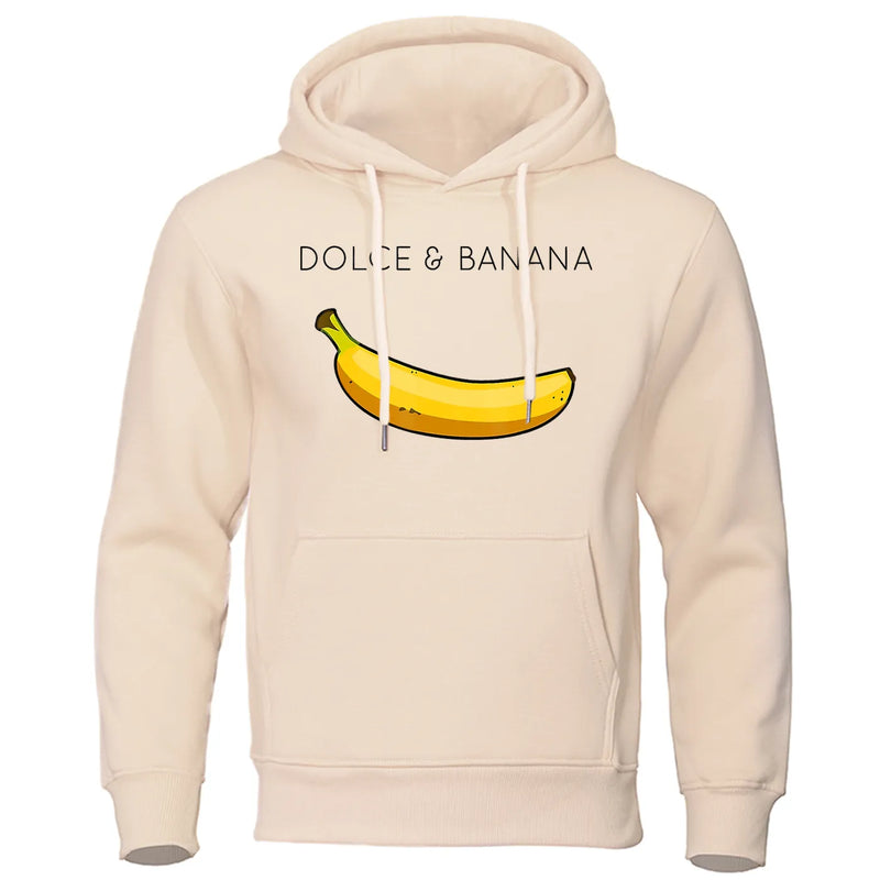 Dolce & Banana Cute Printed Men Hoodie Loose Casual Clothing Fashion Warm Fleece Hoodies Personality Street Hip Hop Sweatshirt